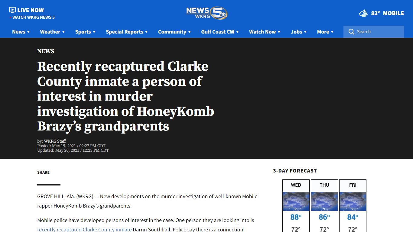 Recently recaptured Clarke County inmate a person of interest in murder ...